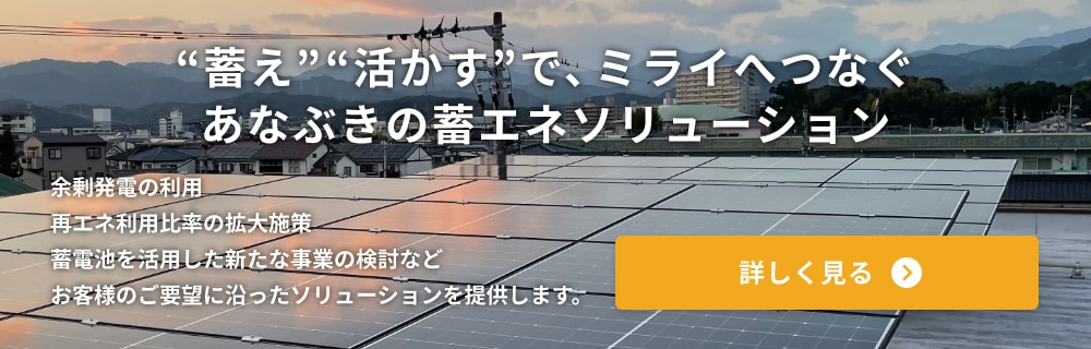 “蓄え”“活かす”で、ミライへつなぐあなぶきの蓄エネソリューション